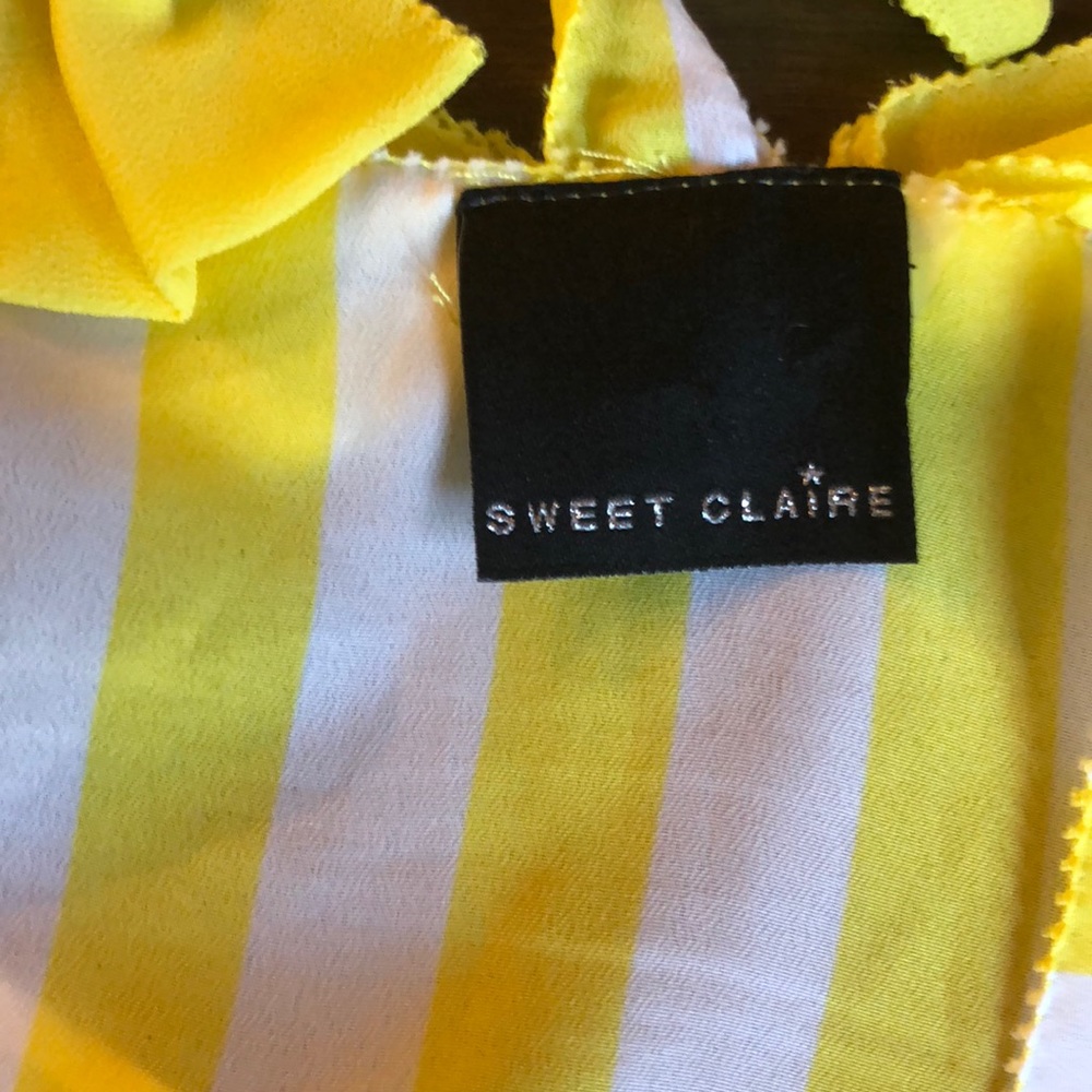 Yellow Striped Sheer Tank w Bows by Sweet Claire - Picture 2 of 3